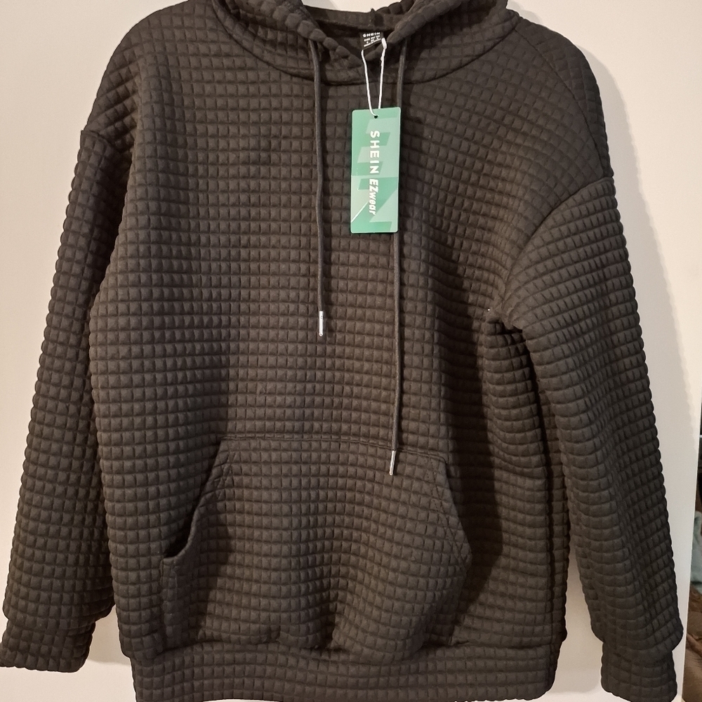 Shein EZwear Women,'s Black Quilted Hoodie